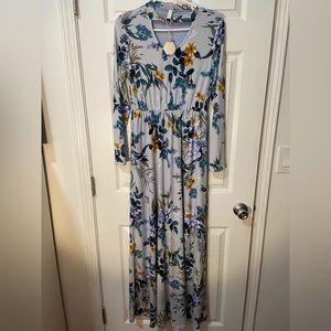 Pink Blush Blue Floral Maternity Maxi Dress/ Size Small NWT